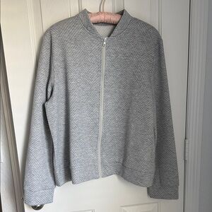 Gray Quilted Zip-Up Jacket